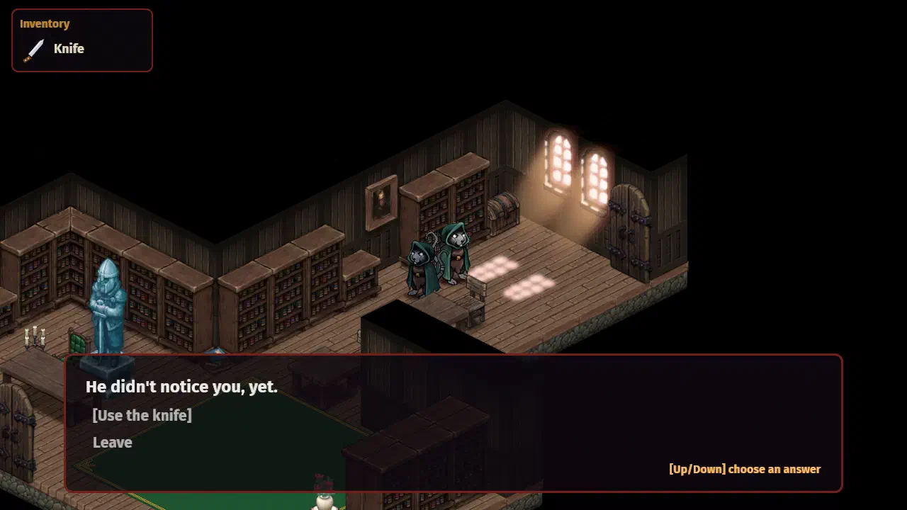 The librarian hasn't noticed you. Yet.
