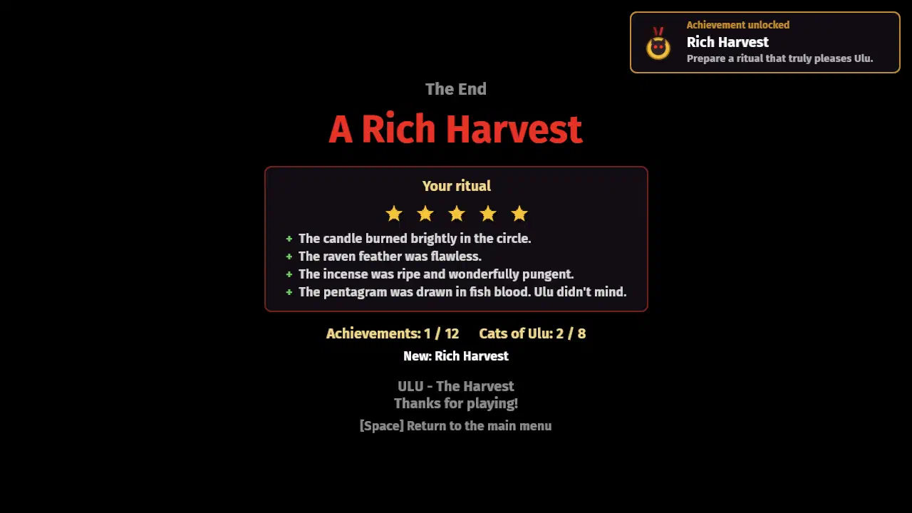 A Rich Harvest: five stars from Ulu